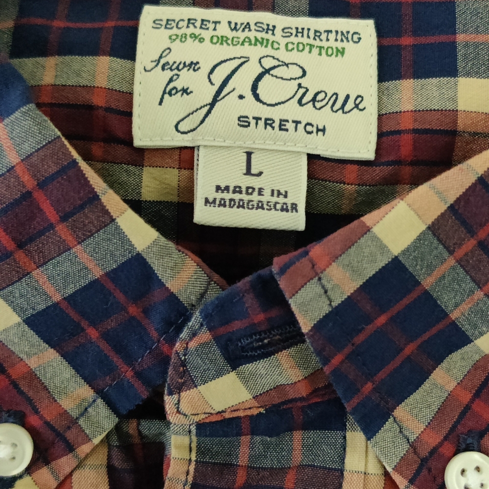 J. Crew Men's Plaid Shirt - Red and Blue